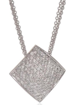 1.35CT DIAMOND 18KT WHITE GOLD SQUARE GEOMETRICAL MULTI STRAND FLOATING PENDANT