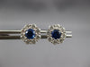 ESTATE 1.03CT DIAMOND & AAA SAPPHIRE 14K WHITE GOLD CLASSIC FLOWER STUD EARRINGS