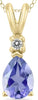 .22CT DIAMOND & AAA TANZANITE 14KT YELLOW GOLD 3D PEAR SHAPE & ROUND PENDANT