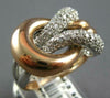 LARGE .84CT DIAMOND 14KT WHITE & ROSE GOLD CLASSIC MULTI ROW LOVE KNOT FUN RING