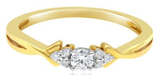 .17CT DIAMOND 14KT YELLOW GOLD 3D CLASSIC SOLITAIRE 7 STONE FRIENDSHIP LOVE RING
