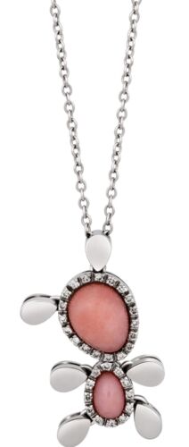 1.63CT DIAMOND & AAA PINK OPAL 18KT WHITE GOLD MULTI TEAR DROP FLOATING PENDANT