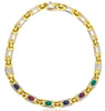 23CT DIAMOND & AAA MULTI GEM 18K 2 TONE GOLD ROUND & OVAL SEMI ETERNITY NECKLACE