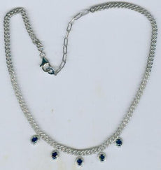 3.24CT DIAMOND & AAA SAPPHIRE 14K WHITE GOLD 3D OVAL & ROUND CUBAN LOVE NECKLACE