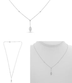ESTATE .14CT DIAMOND 14KT WHITE GOLD LEAF SHAPE BY THE YARD LARAIT LOVE NECKLACE