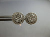 ESTATE .70CT DIAMOND 14KT WHITE GOLD 3D CLASSIC ROUND CLUSTER HALO STUD EARRINGS