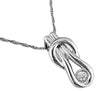 .15CT DIAMOND 14KT WHITE GOLD 3D SOLITAIRE TEAR DROP LOVE KNOT FLOATING PENDANT