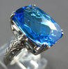EXTRA LARGE 12.0CT DIAMOND & AAA BLUE TOPAZ 14KT WHITE GOLD CUSHION & ROUND RING