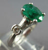 ESTATE 1.76CT DIAMOND & AAA EMERALD 14KT WHITE GOLD OVAL ENGAGEMENT RING #27630