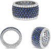 ESTATE 5.57CT DIAMOND & AAA SAPPHIRE 14K WHITE GOLD 3D MULTI ROW ENGAGEMENT RING