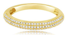 .25CT DIAMOND 14KT YELLOW GOLD CLASSIC 3 ROW DOME SHAPE WEDDING ANNIVERSARY RING