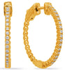 ESTATE .36CT DIAMOND 14KT YELLOW GOLD 3D CLASSIC HOOP HANGING EARRINGS