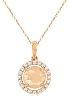 1.17CT DIAMOND & AAA MORGANITE 14KT ROSE GOLD ROUND SOLITAIRE FLOATING PENDANT