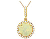 ESTATE 1.33CT DIAMOND & AAA OPAL 14K ROSE GOLD 3D CLASSIC ROUND FLOATING PENDANT