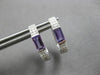 .72CT DIAMOND & AAA AMTHEYST 14K WHITE GOLD EMERALD CUT & ROUND HUGGIE EARRINGS