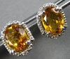 2.32CT DIAMOND & AAA CITRINE 14KT WHITE GOLD OVAL & ROUND FILIGREE STUD EARRINGS