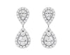 .80CT DIAMOND 14KT WHITE GOLD 3D ROUND & BAGUETTE TEAR DROP FUN HANGING EARRINGS