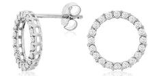 ESTATE .50CT DIAMOND 14KT WHITE GOLD CIRCLE OF LIFE SHARED PRONG STUD EARRINGS