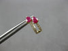 1.03CT DIAMOND & AAA RUBY 14KT YELLOW GOLD 3D PEAR SHAPE & ROUND HUGGIE EARRINGS