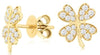 .45CT DIAMOND 14KT YELLOW GOLD 3D MULTI HEART FLORAL SHAMROCK FUN STUD EARRINGS