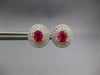 LARGE 1.39CT DIAMOND & AAA RUBY 14K WHITE GOLD OVAL & ROUND FLOWER STUD EARRINGS
