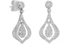 1.17CT DIAMOND 14KT WHITE GOLD 3D ROUND DOUBLE TEAR DROP FLOWER HANGING EARRINGS