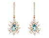 1.45CT DIAMOND & AAA AQUAMARINE 14K WHITE GOLD FLOWER LEVERBACK HANGING EARRINGS