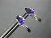 1.34CT DIAMOND & AAA AMETHYST 18K WHITE GOLD PEAR SHAPE & ROUND HANGING EARRINGS