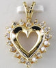 ESTATE .50CT DIAMOND 14KT YELLOW GOLD CLASSIC OPEN HEART LOVE FLOATING PENDANT