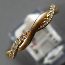 ESTATE .13CT DIAMOND 18KT ROSE GOLD 3D MATTE & SHINY ROPE SEMI ETERNITY FUN RING