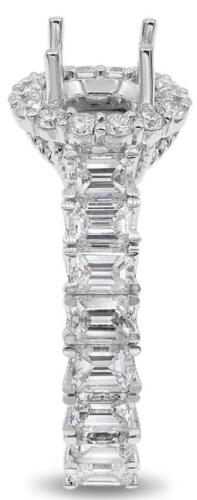 4.48CT DIAMOND 18KT WHITE GOLD ROUND & BAGUETTE HALO SEMI MOUNT ENGAGEMENT RING