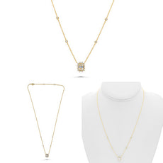 .45CT DIAMOND 14KT YELLOW GOLD ROUND & BAGUETTE CLUSTER BY THE YARD FUN NECKLACE