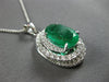 LARGE 4.22CT DIAMOND & AAA EMERALD 18K WHITE GOLD OVAL & ROUND LOVE KNOT PENDANT