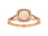 .85CT DIAMOND & AAA OPAL 14KT ROSE GOLD 3D CUSHION & ROUND HALO SQUARE FUN RING