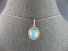 2.43CT DIAMOND & AAA AUSTRALIAN OPAL 14KT YELLOW GOLD CUSHION FLOATING PENDANT