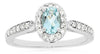 .71CT DIAMOND & AAA AQUAMARINE 14K WHITE GOLD OVAL & ROUND FRIENDSHIP LOVE RING