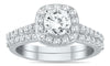1.33CT DIAMOND 14KT WHITE GOLD 3D SQUARE ENGAGEMENT WEDDING ANNIVERSARY RING SET