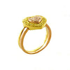 .30CT PINK & FANCY YELLOW DIAMOND 18KT YELLOW & ROSE GOLD DOUBLE HEART LOVE RING
