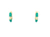 ESTATE .06CT DIAMOND & GREEN ENAMEL 18K YELLOW GOLD HUGGIE HOOP HANGING EARRINGS