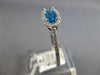 1.56CT DIAMOND & AAA BLUE TOPAZ 14K WHITE GOLD 3D OVAL & ROUND FILIGREE FUN RING