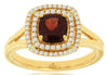 1.4CT DIAMOND & AAA GARNET 14KT YELLOW GOLD CUSHION & ROUND DOUBLE HALO FUN RING