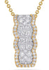 1.23CT DIAMOND 14KT 2 TONE GOLD 3D CLASSIC MULTI ROW BAR HALO FLOATING PENDANT