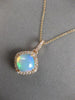 2.39CT DIAMOND & AAA AUSTRALIAN OPAL 14KT ROSE GOLD 3D CUSHION FLOATING PENDANT