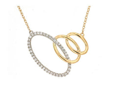 ESTATE .16CT DIAMOND 14KT YELLOW GOLD 3D OVAL GRADUATING LOVE KNOT FUN NECKLACE