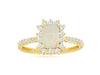 1.18CT DIAMOND & AAA OPAL 14KT YELLOW GOLD CUSHION & ROUND HALO ENGAGEMENT RING