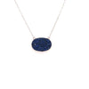 ESTATE .83CT AAA SAPPHIRE 18KT WHITE GOLD 3D CLASSIC PAVE OVAL LOVE NECKLACE
