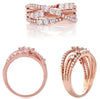 .69CT DIAMOND 14KT ROSE GOLD 3D ROUND PAST PRESENT FUTURE MULTI ROW LOVE RING