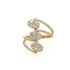 ESTATE 1.07CT DIAMOND 18K YELLOW GOLD 3D ROUND CLUSTER OVAL CRISS CROSS FUN RING