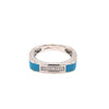 ESTATE .05CT DIAMOND & LIGHT BLUE ENAMEL 18KT YELLOW GOLD 3D 5 STONE FUN RING