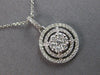 ESTATE .60CT DIAMOND 14KT WHITE GOLD CLUSTER FLOWER DOUBLE HALO FLOATING PENDANT
